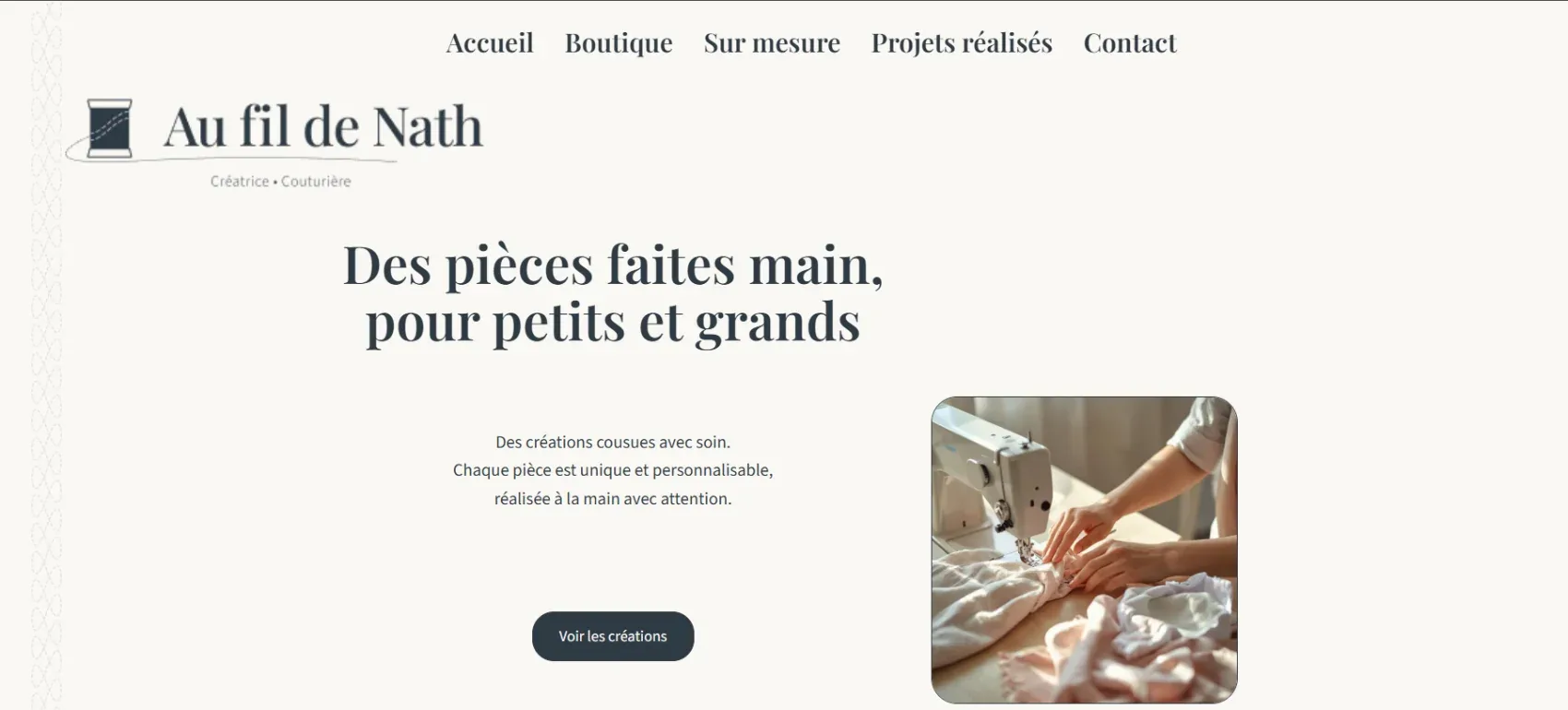 Au fil de Nath — accueil desktop