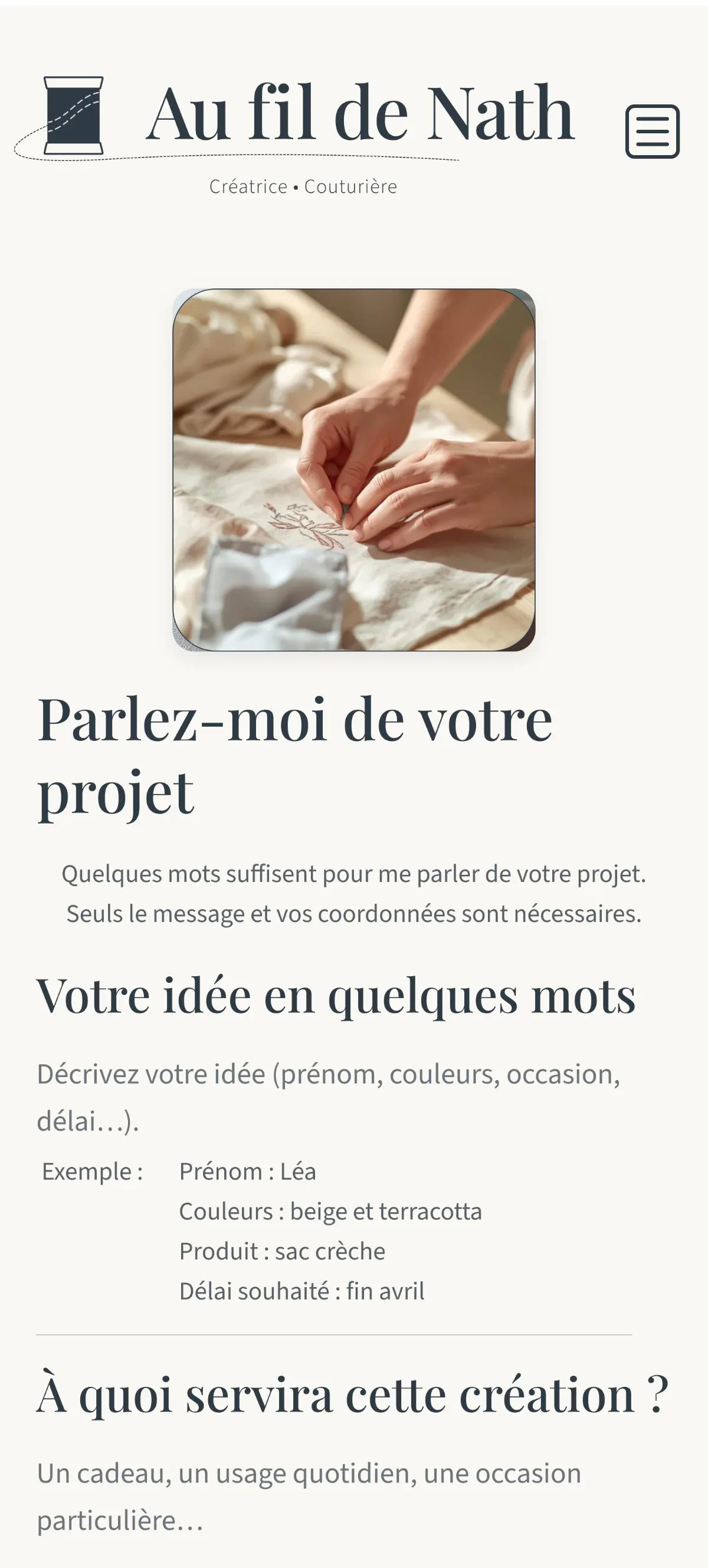 Formulaire sur-mesure mobile — apparition progressive des options.