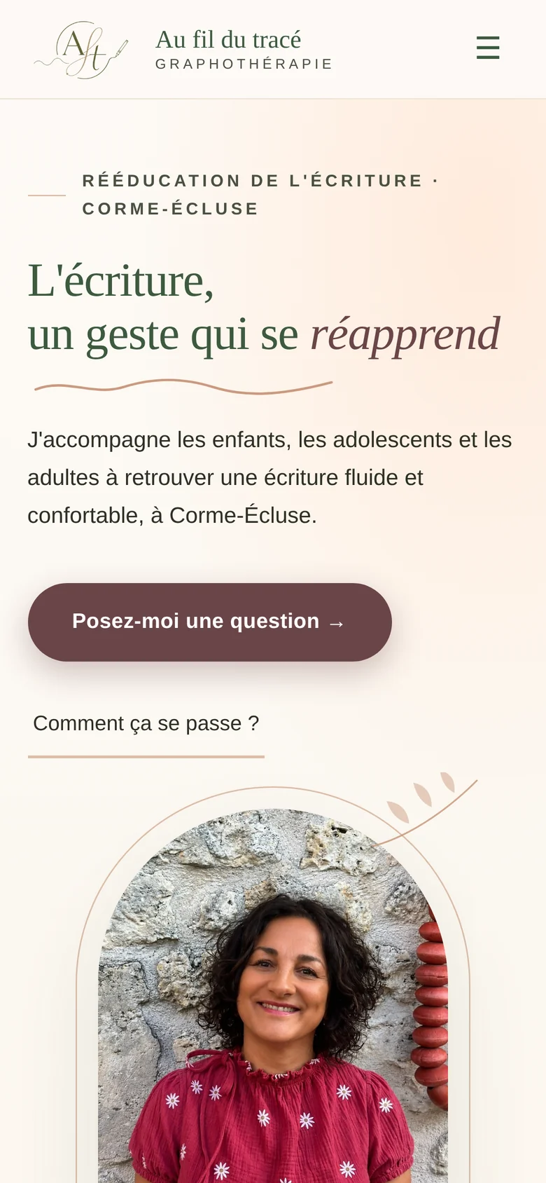 Le site livré sur mobile — page d'accueil.
